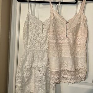Abercrombie & Fitch: Floral Lace Camisole and Dress Set in White & Pinkish Cream